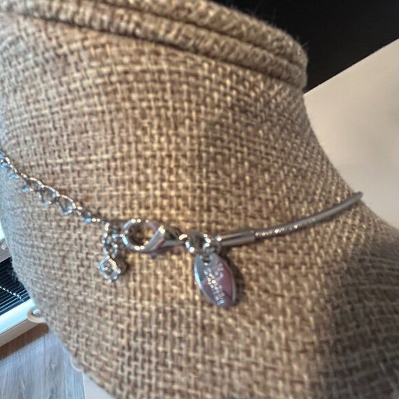 LIA SOPHIA "glitter ball" silvertone snake chain necklace - Picture 3 of 6